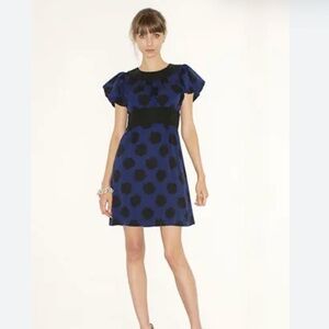 Diane von Furstenberg Back & Blue Silk Abstract Floral Dress.